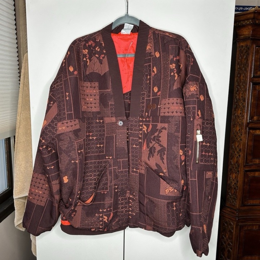 Nike x Naomi Osaka Jacquard Oversized Button Jacket Burgundy FV7795-652 Sz XL